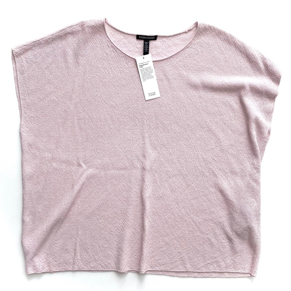 Eileen Fisher Nwt Washable Wool Crepe Round Neck CRSPK Pink Top Large L